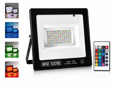 10x 10 x RGB LED Schijnwerper 100W – Zwart – IP65 – REMIX-100 – kavel bij XL Auctions