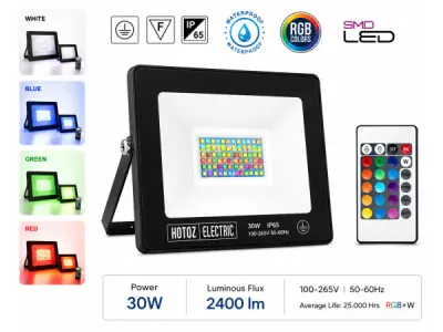 10x 10 x RGB LED Schijnwerper 30W – Zwart – IP65 – REMIX-30 – kavel bij XL Auctions