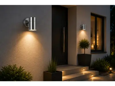 4x 4 x Buitenwandlamp GU10 – Mat Chroom – IP44 – MANOLYA-1 – kavel bij XL Auctions