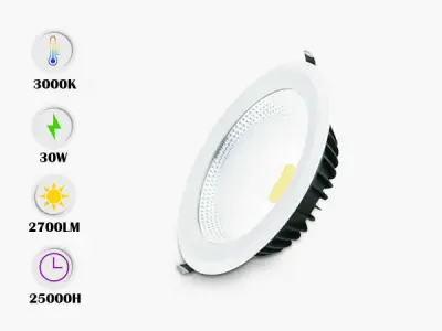 10x 10 x LED Downlight – 30W – 6500K Koud Wit – COB – IP20 – kavel bij XL Auctions