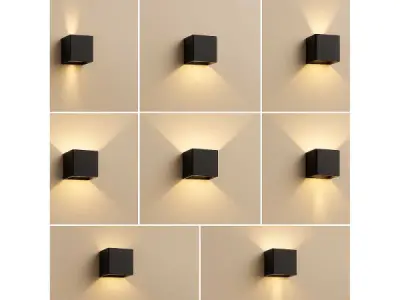6x 6 x Wandlamp – Tweezijdige LED – Kubus – 2 x 5W – Zwart – kavel bij XL Auctions