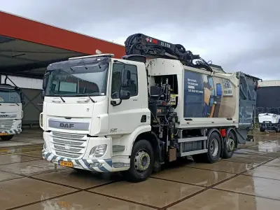 Vuilniswagen, DAF, CF 290 FAN bovenlader kraan Hiab XS 211W, 2017 – kavel bij Onlineveilingmeester, Almere