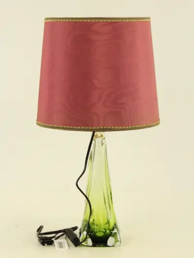 Val Saint Lambert lamp in groen kristalglas – kavel bij De Kringwinkel, Antwerpen
