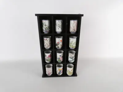 Vintage Franklin Mint Japanse porseleinen bekertjes in display (12 stuks) – kavel bij De Kringwinkel, Heverlee