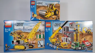 Drie Lego City bouwsets met kranen en walsen – kavel bij De Kringwinkel, Turnhout