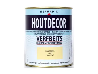 2x Hermadix verfbeits zandgeel 750ml Houtdecor – kavel bij XL Auctions