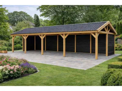Douglas zadeldak overkapping 1240x410x300cm – kavel bij XL Auctions