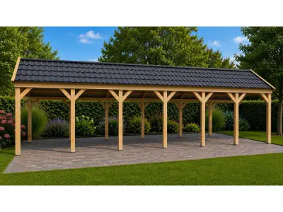 Douglas kapschuur met dakpanplaten - 280x1800x290cm – kavel bij XL Auctions