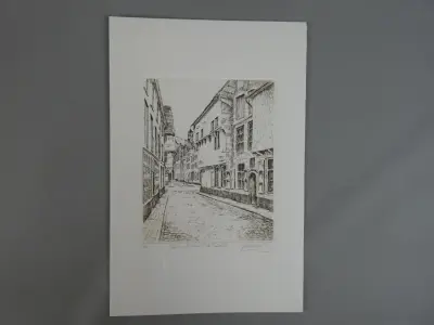 Grafische prent: Dambord te Diest – kavel bij De Kringwinkel, Diest