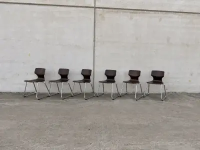 Set van 6 vintage Flötotto Pagwood stoelen – Adam Stegner – kavel bij De Kringwinkel, Dilsen