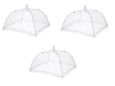 Set van 3 voedselkapjes - vliegenkapjes - wit 40 cm – kavel bij GSD Auctions, Zoeterwoude