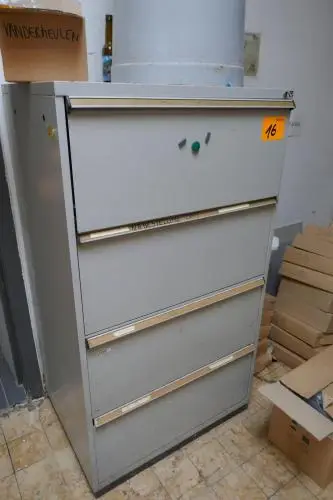 Metalen dossierkast vintage model + ladenblok – kavel bij Openbare Verkopen, Zwevegem