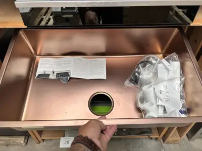 Rosé Rvs Spoelbak Foster Sink Skin 800 Copper Undermount – kavel bij Hammertime