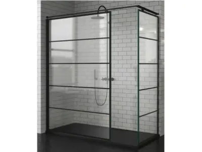 Novellini inloopdouche 77/80cm Kuadra stripes motief zwart – kavel bij XL Auctions