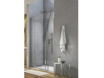 Alterna draaideur 2x vast paneel 140x200cm chroom-helder – kavel bij XL Auctions