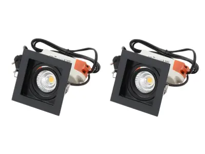 2x Base On led inbouwspot met trafo 90x90mm zwart – kavel bij XL Auctions