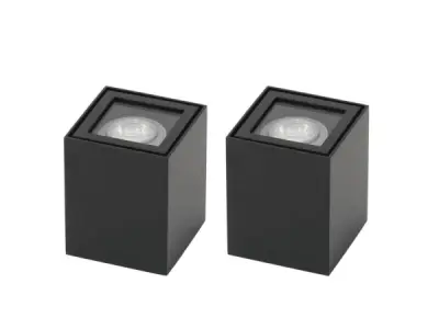 2x Base on opbouwspot GU10 kantelbaar 80x80mm zwart – kavel bij XL Auctions