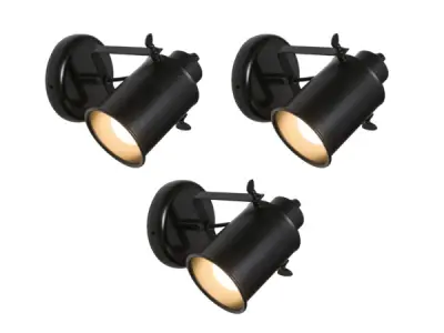 3x Beaux spotlamp E27 excl. lichtbron Montpellier zwart – kavel bij XL Auctions