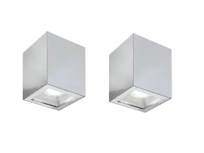 2x Base On opbouwspot GU10 kantelbaar 80x80mm chroom – kavel bij XL Auctions