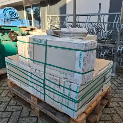 Ca. 35 pak a 6 st Vloertegel Marazzi, dust white – kavel bij Onlineveilingmeester, Ravenstein