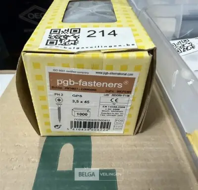 1x Doos snelbouwschroeven 3,5x45 (1000 st/doos) – kavel bij Belga Veilingen, Peer