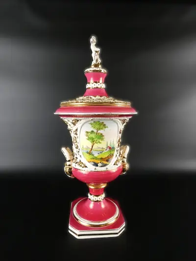 Vintage H. Sanders Italy dekselvaas in Capodimonte-stijl – kavel bij De Kringwinkel, Heverlee