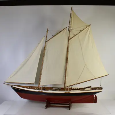 Groot houten scheepsmodel van klassieke zeilschoener, 120 cm – kavel bij De Kringwinkel, Turnhout