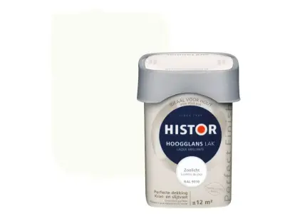 5x Lak hoogglans, Histor, perfect finish, zonlicht ral 9010, 750 ml – kavel bij Onlineveilingmeester