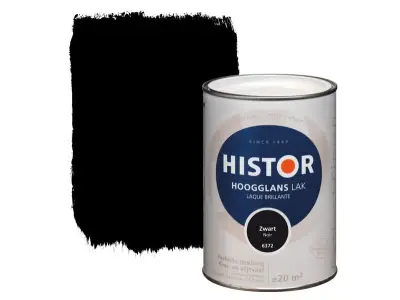 3x Lak hoogglans Histor, perfect finish, zwart, 1.25 liter – kavel bij Onlineveilingmeester