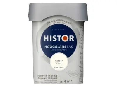 Ca. 20x Lak hoogglans Histor, perfect finish, katoen (9001), 0,25 liter – kavel bij Onlineveilingmeester