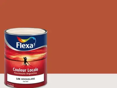 2x Hoogglans verf - 0,75 liter Flexa, couleur locale, passionate argentina fire 8045 – kavel bij Onlineveilingmeester