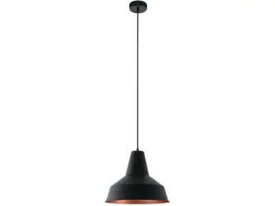 Vintage hanglamp EGLO, somerton, zwart, koper – kavel bij Onlineveilingmeester