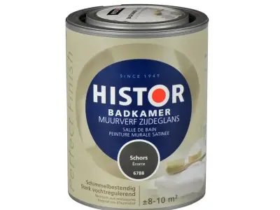 3x Muurverf badkamer zijdeglans Histor, perfect finish, schors, 1l – kavel bij Onlineveilingmeester