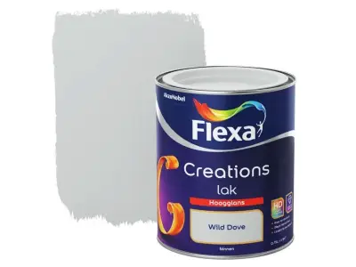 3x Binnenlak hoogglans 750 ml Flexa, creations, wild dove – kavel bij Onlineveilingmeester
