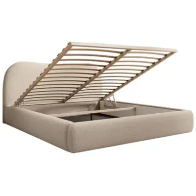 Selsey - Opbergbed Met Hoofdbord - Beige Bouclé 180x200cm – kavel bij GSD Auctions, Zoeterwoude
