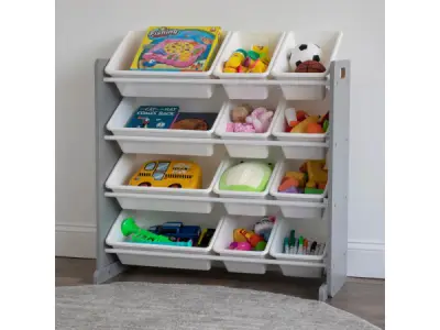 Inspire Grijs/Wit 12-Bin Speelgoedorganizer – kavel bij XL Auctions