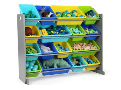 Elements Supersized XL Grijs/Blauw 16-Bin Speelgoedorganizer – kavel bij XL Auctions