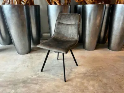 Stoel Nora (set van 4) Velvet - Velours - Groen – kavel bij XL Auctions