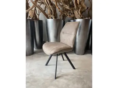 Eetkamerstoel Vale (set van 6) microvezel stof-taupe – kavel bij XL Auctions