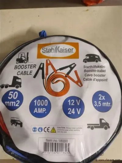 startkabelset 3,5 m 12+24v 1000 amp – kavel bij Vlavem
