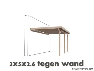 carport tegen muur 3x5x2,6 – kavel bij Vlavem