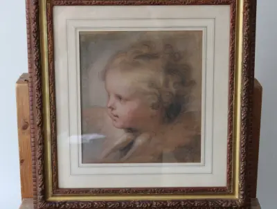 Ingelijste tekening van een engel – kavel bij GSD Auctions, Zoeterwoude