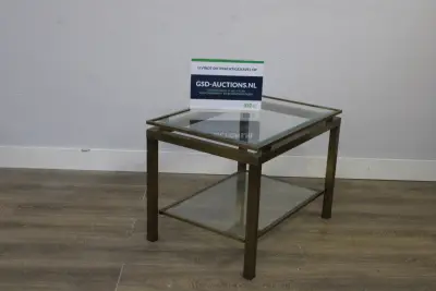 Vierkante salontafel met glazen bladen en metalen frame – kavel bij GSD Auctions, Zoeterwoude