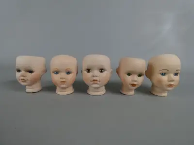 Set van 5 porseleinen poppenhoofden – kavel bij De Kringwinkel, Diest