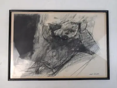 Expressieve houtskooltekening van Knut Kersse – kavel bij De Kringwinkel, Waardamme