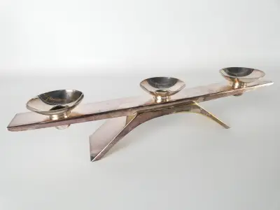 WMF Vintage Driearmige Kandelaar in Verzilverd Metaal – kavel bij De Kringwinkel, Heverlee