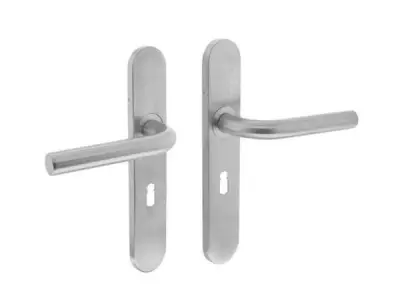 5x Intersteel deurkruk rond op schild met sleutelgat – kavel bij XL Auctions