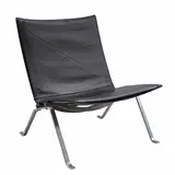 Poul Kjærholm – Metalen fauteuil met lederen bekleding, ontwerp Poul Kjaerholm, uitvoering E – kavel bij Veilinghuis Derksen