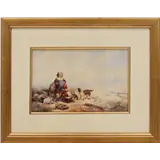 Herman Frederik Carel ten Kate – Kinderen met hond in de duinen, aquarel 16x24 cm – kavel bij Veilinghuis Derksen