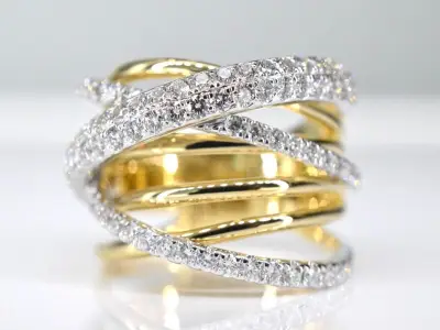 Gouden design ring met diamanten – kavel bij Onlineveilingmeester